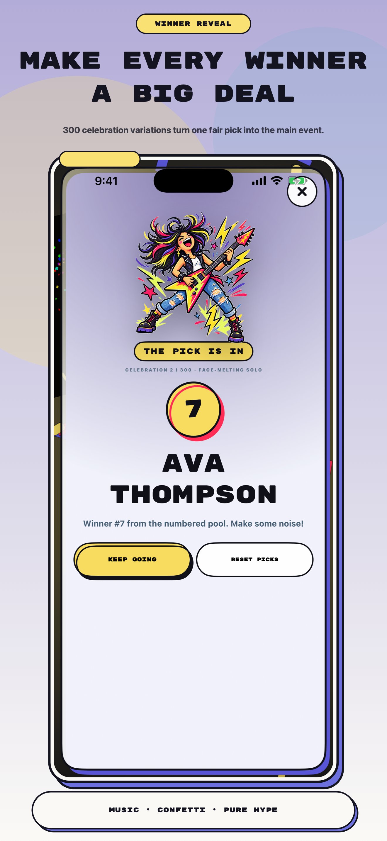 NameSnap winner celebration on iPhone